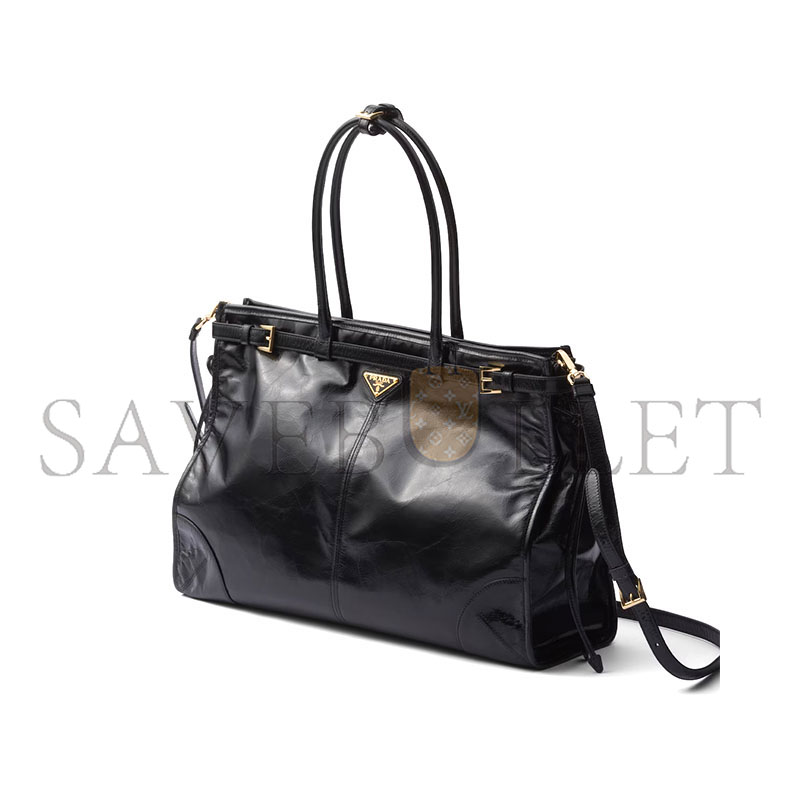 Pra*a bonnie extra large leather handbag 1ba439 (42*30*12cm)